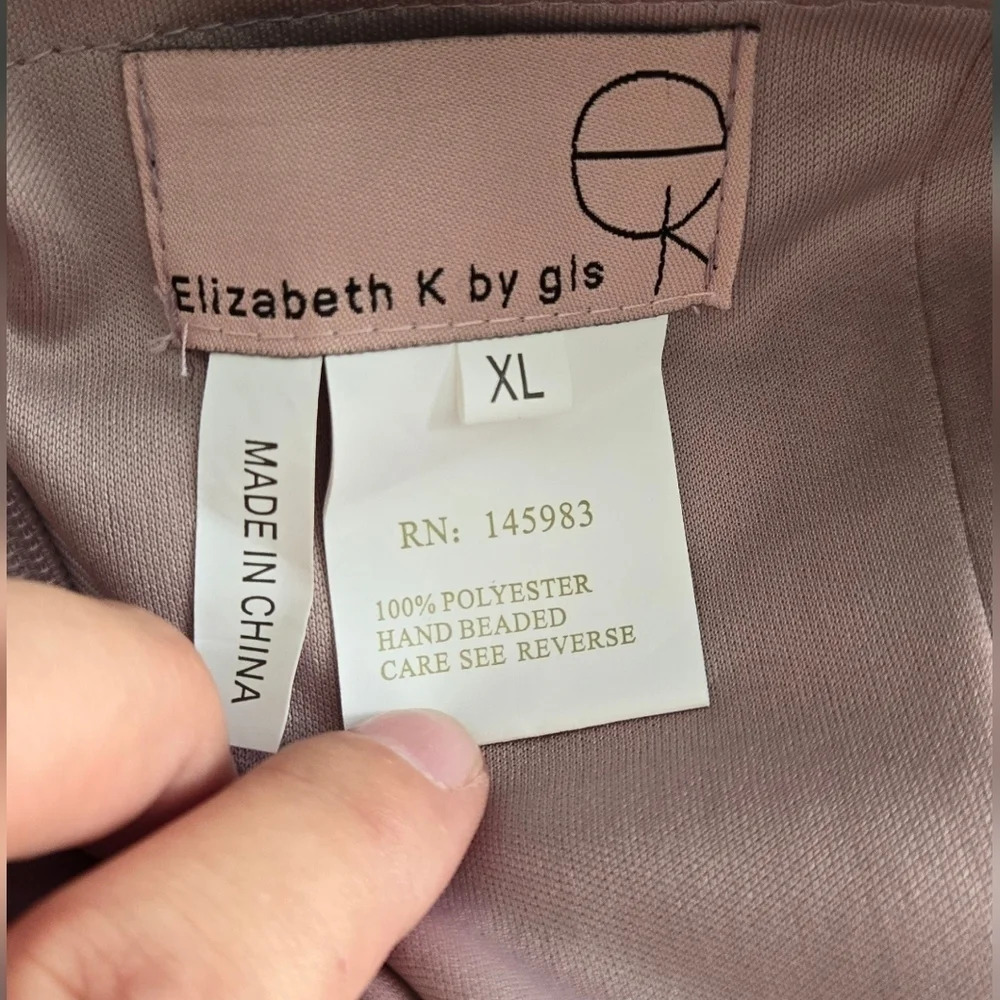 GL2670 Elizabeth K Rome Jersey Illusion Side Slit Long Dress Fabric - Picture 10 of 12